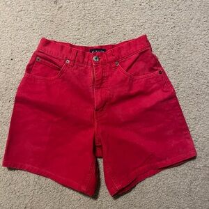 90s red denim high waisted shorts
